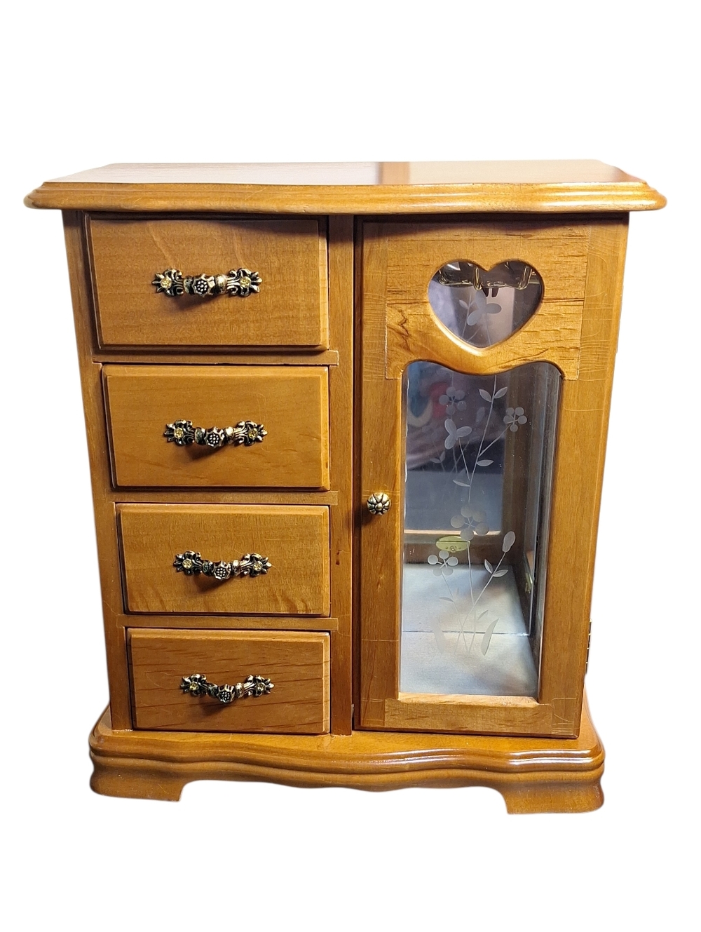 NIB Classic Treasures Oak Finish Vintage Jewelry Chest